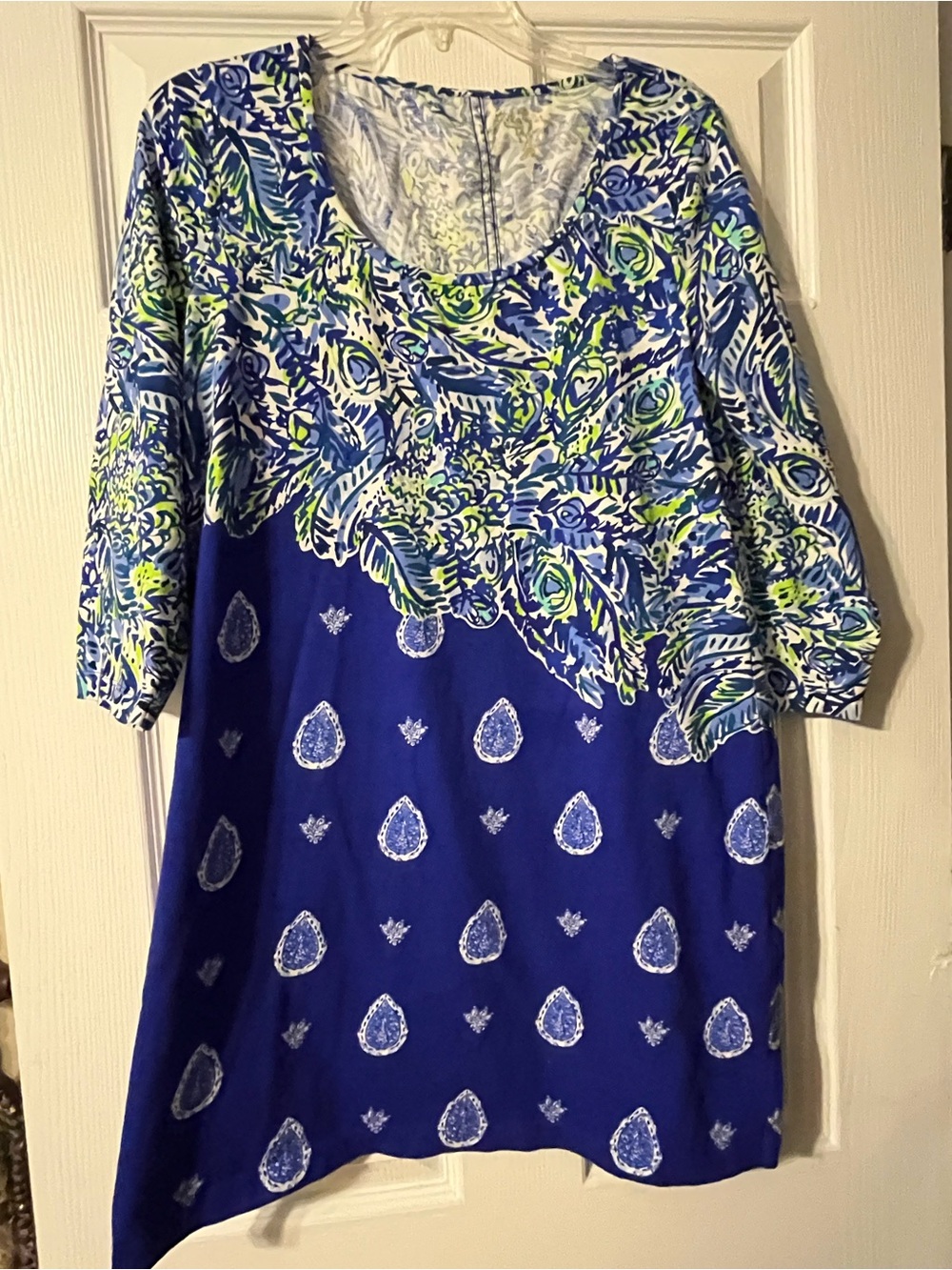 Lilly Pulitzer Royal Blue Paisley-Print Midi Dress with Lime Accents